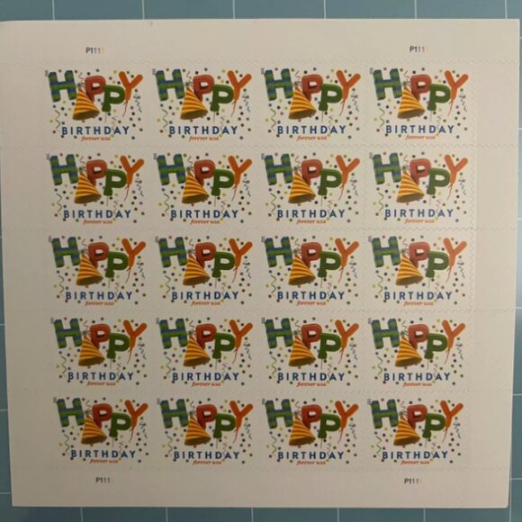 2020 USPS SHEET OF 1000 FIRST CLASS FOREVER STAMPS HAPPY BIRTHDAY - Picture 4 of 5
